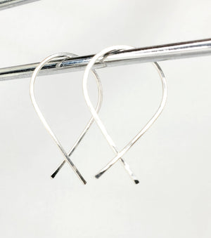 Criss Cross Minimalist Threader Earrings hand sculpted in Argentium Silver (tarnish resistant)