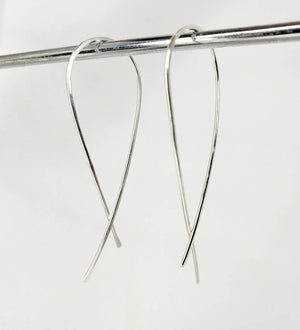 Criss Cross Minimalist Threader Earrings hand sculpted in Argentium Silver (tarnish resistant)