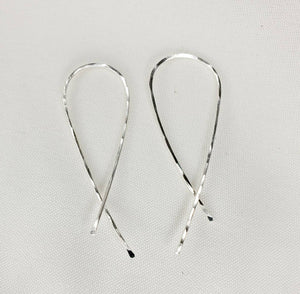 Criss Cross Minimalist Threader Earrings hand sculpted in Argentium Silver (tarnish resistant)