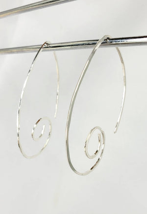 Medium Spiral Minimalist Threader Earrings hand sculpted in Argentium Silver (tarnish resistant)