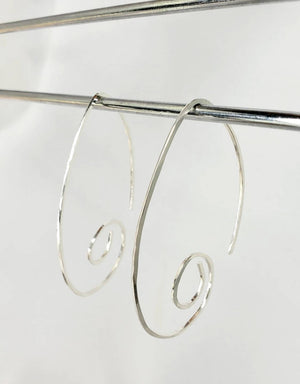 Medium Spiral Minimalist Threader Earrings hand sculpted in Argentium Silver (tarnish resistant)