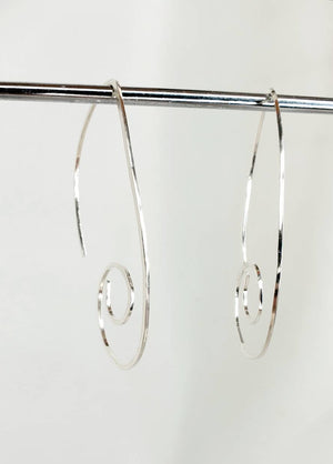 Medium Spiral Minimalist Threader Earrings hand sculpted in Argentium Silver (tarnish resistant)