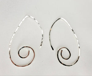 Medium Spiral Minimalist Threader Earrings hand sculpted in Argentium Silver (tarnish resistant)