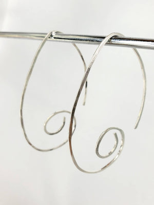 Medium Spiral Minimalist Threader Earrings hand sculpted in Argentium Silver (tarnish resistant)