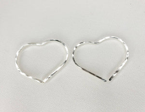Small Heart Shape Minimalist Earrings hand scuplted in Argentium Silver (tarnish resistant)