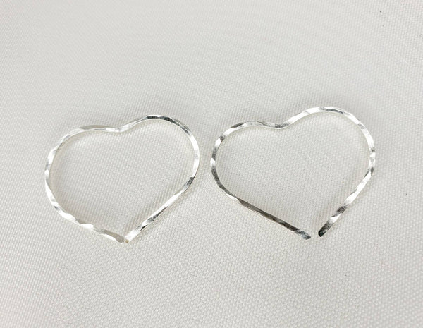 Small Heart Shape Minimalist Earrings hand scuplted in Argentium Silver (tarnish resistant)