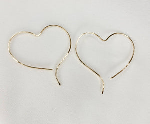 Heart Shaped Minimalist Threader Earrings hand sculpted in 14kt Gold Filled Wire