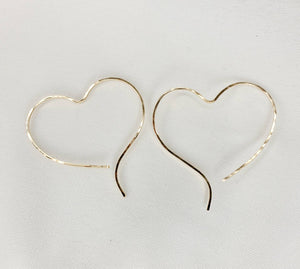 Heart Shaped Minimalist Threader Earrings hand sculpted in 14kt Gold Filled Wire