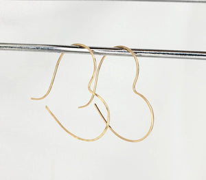 Heart Shaped Minimalist Threader Earrings hand sculpted in 14kt Gold Filled Wire