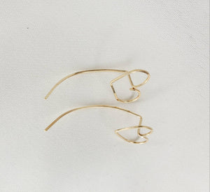 Tiny Heart Shaped Minimalist Threader Earring Jackets hand sculpted in 14kt Gold Filled Wire