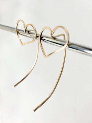 Tiny Heart Shaped Minimalist Threader Earring Jackets hand sculpted in 14kt Gold Filled Wire