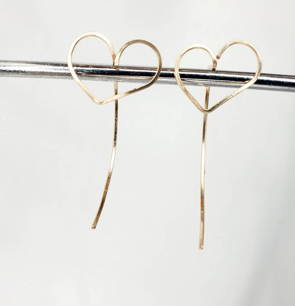 Tiny Heart Shaped Minimalist Threader Earring Jackets hand sculpted in 14kt Gold Filled Wire