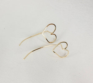 Tiny Heart Shaped Minimalist Threader Earring Jackets hand sculpted in 14kt Gold Filled Wire