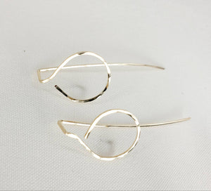 Small Circle Shaped Minimalist Threader Earring Jackets hand sculpted in 14kt Gold Filled Wire