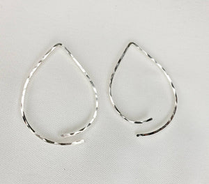 Teardrop Minimalist Threader Earrings hand scuplted in Argentium Silver (tarnish resistant)