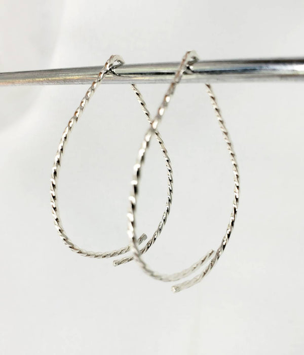 Teardrop Minimalist Twisted Wire Threader Earrings hand scuplted in Argentium Silver (tarnish resistant)