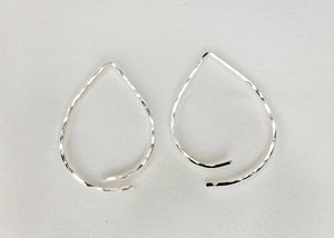 Teardrop Minimalist Threader Earrings hand scuplted in Argentium Silver (tarnish resistant)