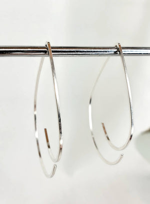 Teardrop Swoop Minimalist Threader Earrings hand scuplted in Argentium Silver (tarnish resistant)