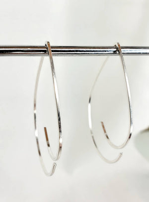 Teardrop Swoop Minimalist Threader Earrings hand scuplted in Argentium Silver (tarnish resistant)