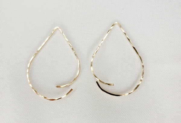 TearDrop Style Minimalist Threader Earrings hand sculpted in 14kt Gold Filled Wire