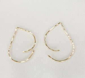 TearDrop Swoop  Style Minimalist Threader Earrings hand sculpted in 14kt Gold Filled Wire