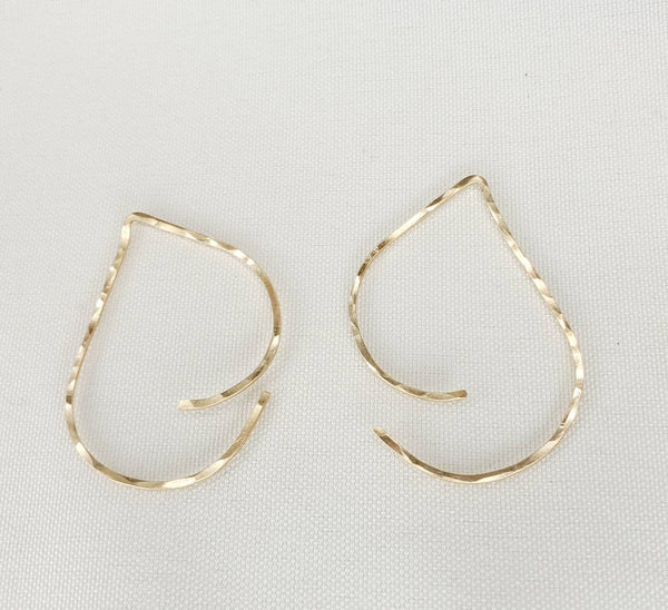 TearDrop Swoop  Style Minimalist Threader Earrings hand sculpted in 14kt Gold Filled Wire