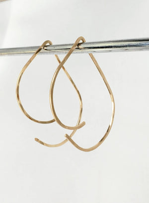 TearDrop Swoop  Style Minimalist Threader Earrings hand sculpted in 14kt Gold Filled Wire