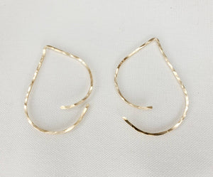 TearDrop Swoop  Style Minimalist Threader Earrings hand sculpted in 14kt Gold Filled Wire