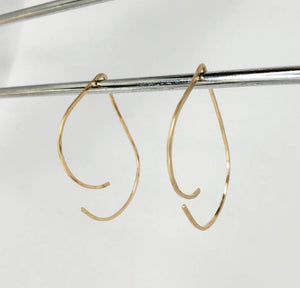 TearDrop Swoop  Style Minimalist Threader Earrings hand sculpted in 14kt Gold Filled Wire