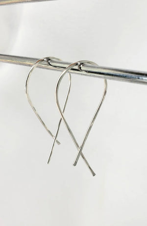 Criss Cross Minimalist Threader Earrings hand sculpted in Argentium Silver (tarnish resistant)