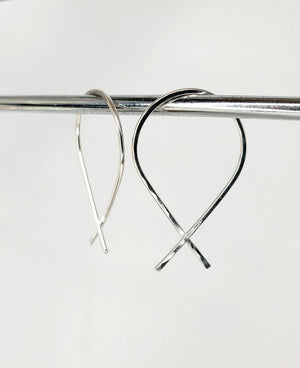 Criss Cross Minimalist Threader Earrings hand sculpted in Argentium Silver (tarnish resistant)