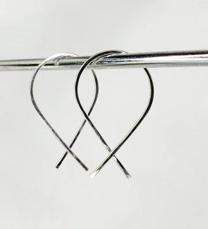 Criss Cross Minimalist Threader Earrings hand sculpted in Argentium Silver (tarnish resistant)