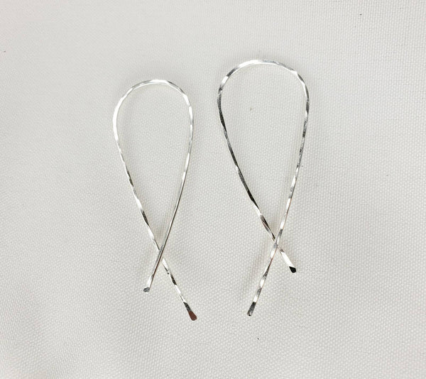 Criss Cross Minimalist Threader Earrings hand sculpted in Argentium Silver (tarnish resistant)