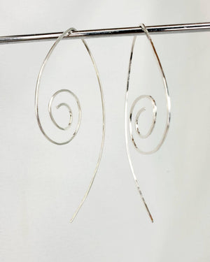 Long Spiral Minimalist Threader Earrings hand sculpted in Argentium Silver (tarnish resistant)