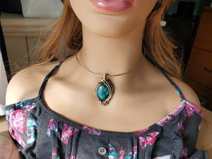 Magnificent Deep Blue Green Turquoise Pendant