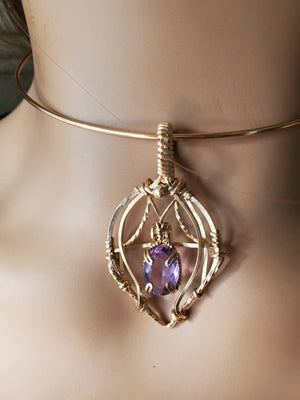 Faceted Amethyst Oval Pendant