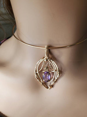 Faceted Amethyst Oval Pendant