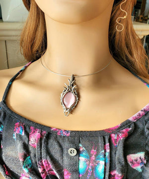 Shiny Pink Mussel Shell Hand-Sculpted in Argentium Sterling Silver (tarnish resistant) wire
